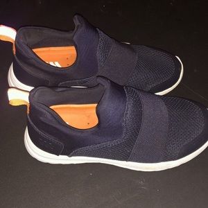 All in Motion boys 3 youth sneakers slip on navy, white & orange like new